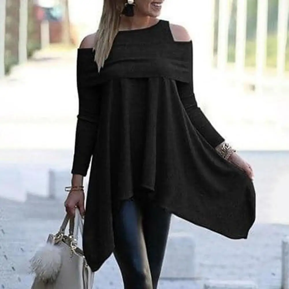 

Stylish Ladies Blouse Off Shoulder Skin-touch Relaxed Fit Overlap Pullover Elegant Women Blouse for Daily Wear