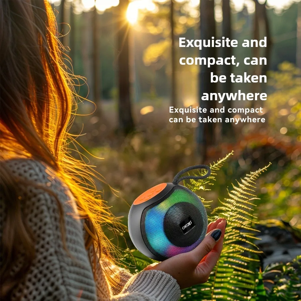 Фото OKOP Беспроводной Bluetooth-динамик, уличный водонепроницаемый IPX 8, TWS/AUX/FM, портативный домашний велосипедный квадратный динамик, AI-динамик caixa de som №2