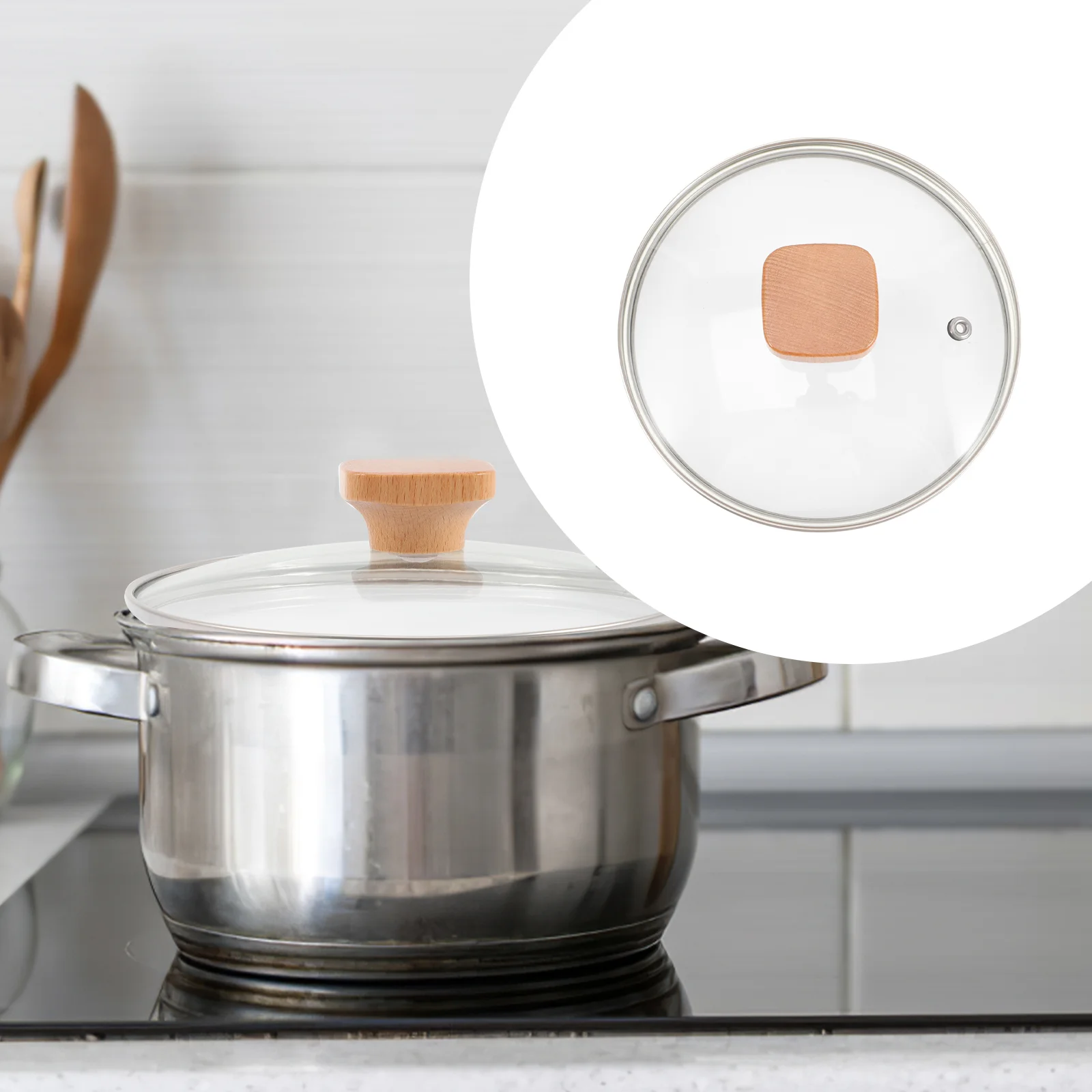 

Lid Pot Cover Lids Pan Cooking Wok Pots Wood Mason Skillet Universal Knob Frying Bowl Clear Replacement Visible Jar