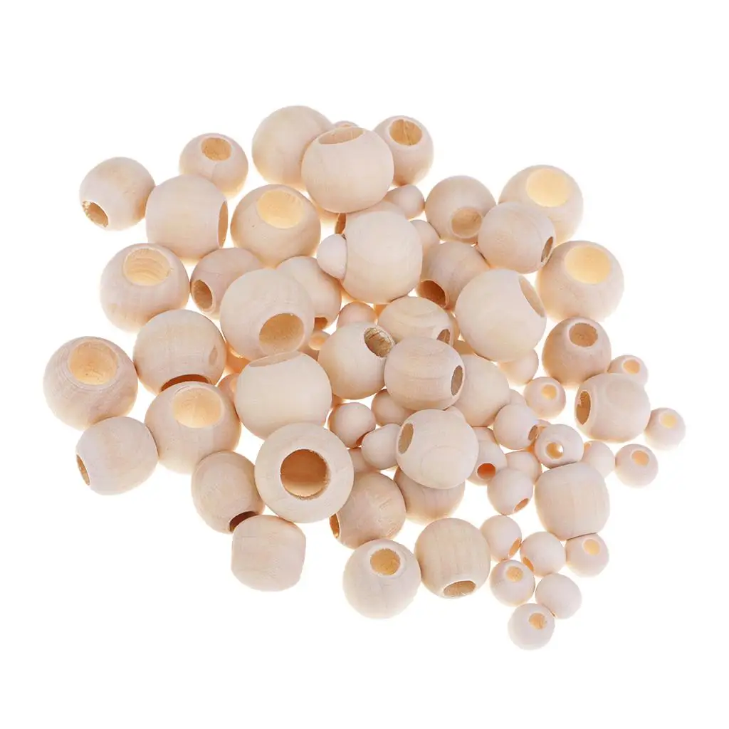 220pc Mixed Large Hole Wooden Beads for Macrame Jewelry Charms Crafts Making