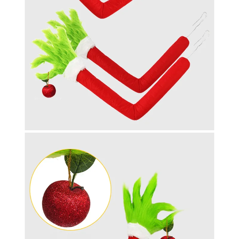 2025 подвеска на руку монстра из зеленого меха Рождественское украшение кукла Grinch
