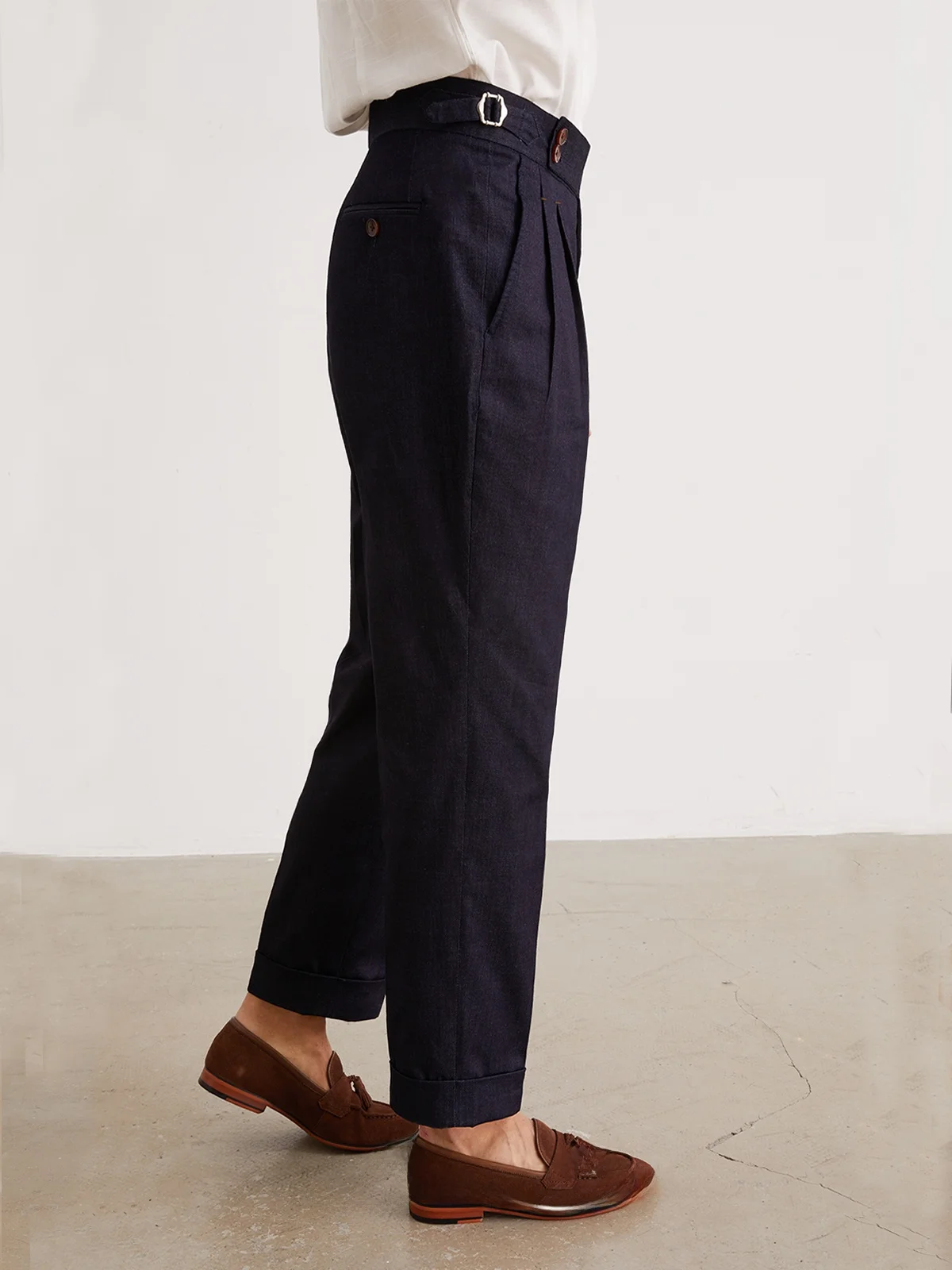 Suitsee New Naples Italian Sle Retro Suit trousers Men's Business Casual Straight High Waist Trousers |