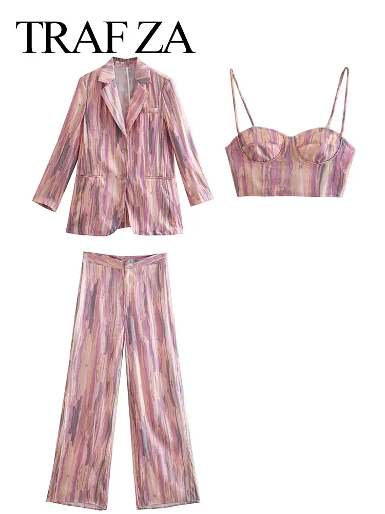 

Костюм-тройка женский с принтом, на бретельках, свободный