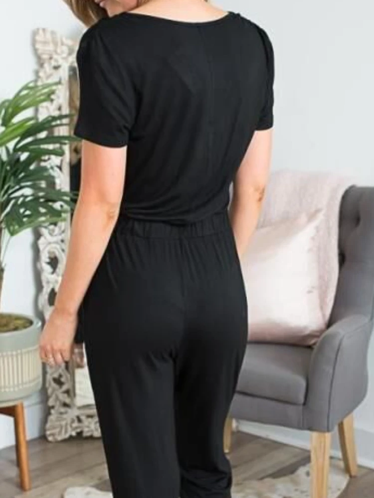 Jumpsuite Woman 2023 Spring Summer New Fashion Loose Solid V-Neck Bodysuit Pants Women Elegant Long Jumpsuits Clothes for Woman