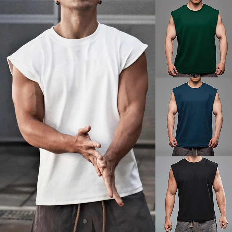 

Men Tank Top Broad Shoulder Vest T-Shirt Shirt Tunic Tees Pullover Men Broad Shoulder Vest Loose Workout Sleeveless