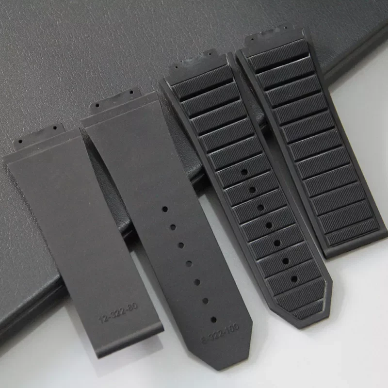 Top grade Black 29*19mm nature Silicone rubber watchband watch band for Hublot strap for king power series with logo on