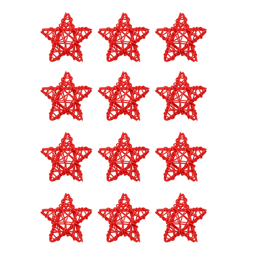 

12 Pcs Rattan Stars Star Shaped Rattan Balls Decorations Pentagram Pendants