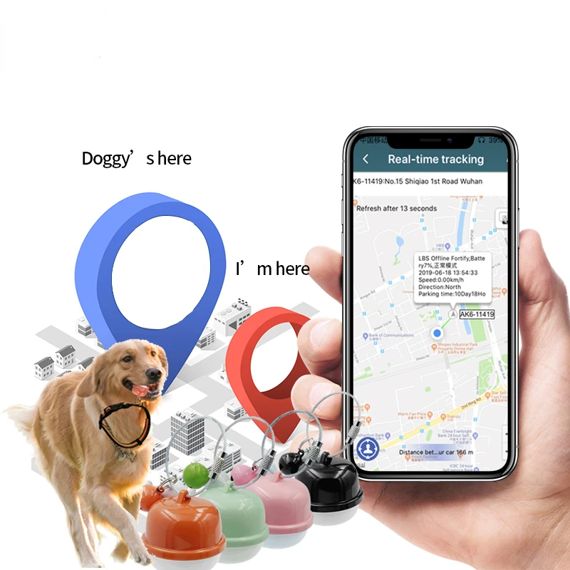 

Tracker for Pets Keychain Anti-Lost Tag Alarm Reminder Selfie Shutter APP Control for Smartphone Pet Mini GPS Tracker