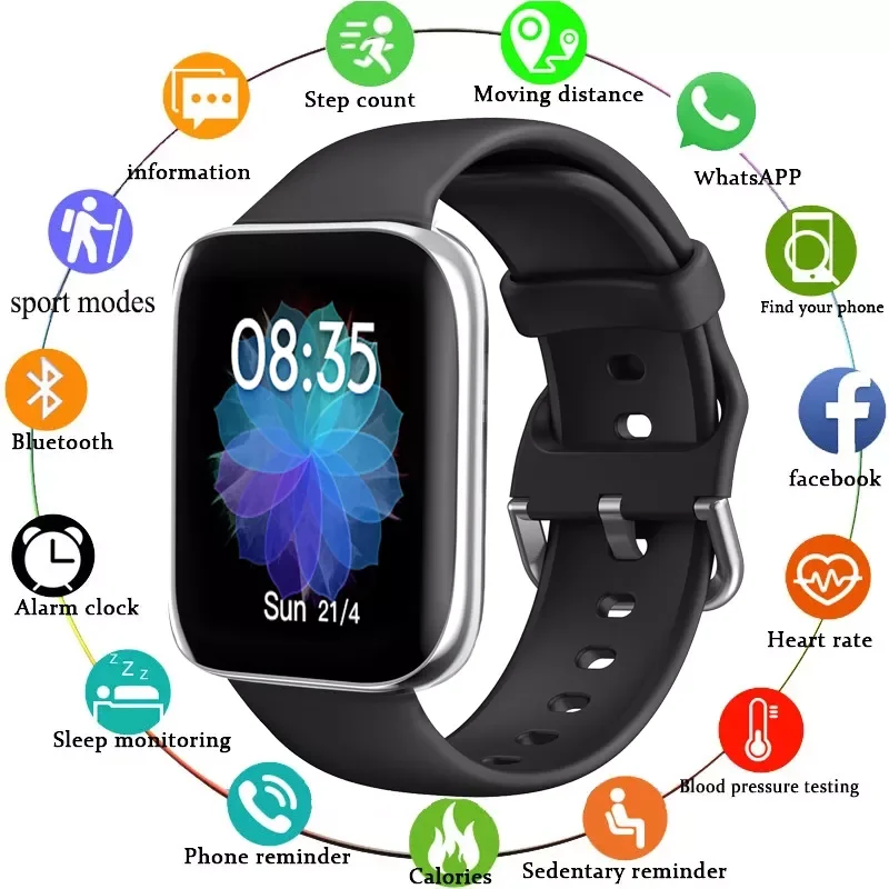 

Умные часы для мужчин и женщин, сенсорные водонепроницаемые Смарт-часы с поддержкой Bluetooth, с тонометром и пульсометром, с защитой IP67