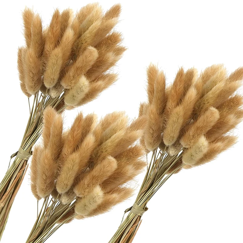 

120PCS Natural Rabbit's Tail Grass,17Inch Dried Pampas Grass For Wedding Home Decoration Flower Arrangements Photo Props