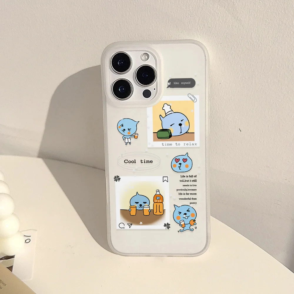 Фото Мультяшный милый матовый прозрачный противоударный чехол Qoo для iPhone 17, 16E, 16, 15, 14 Plus, 13, 12, 11 Air Plus Pro X XR Max №3