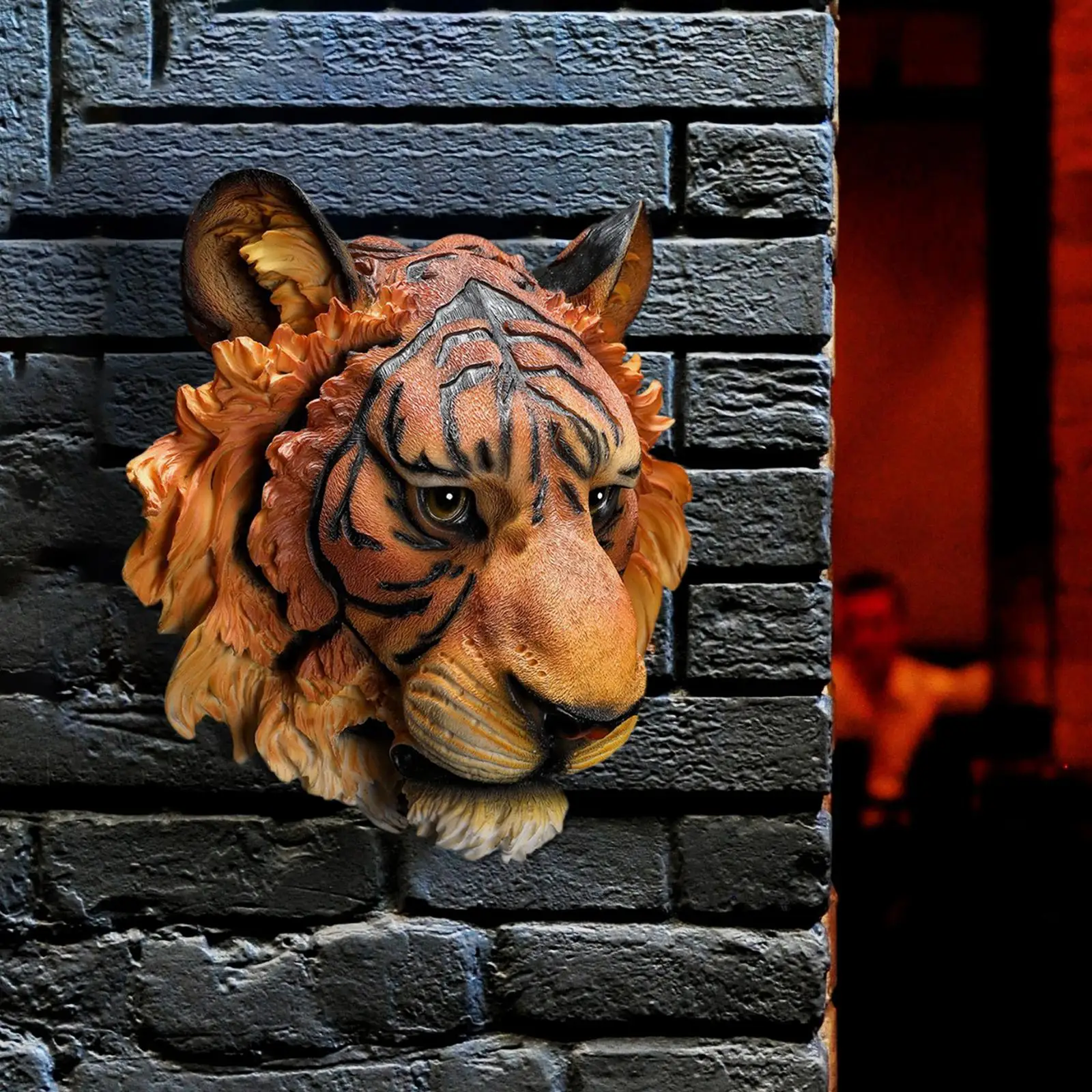 

Tiger Heads Wall Decoration Mural Sculpture Decoration Living Room Statues in