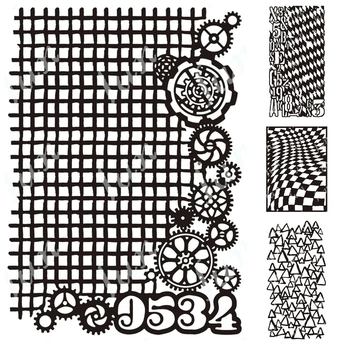 

DIY Layering Digital Gear Houndstooth Rhombus Triangle Stencils Set Handmade Paper Scrapbooking Cards Coloring Decoration Molds