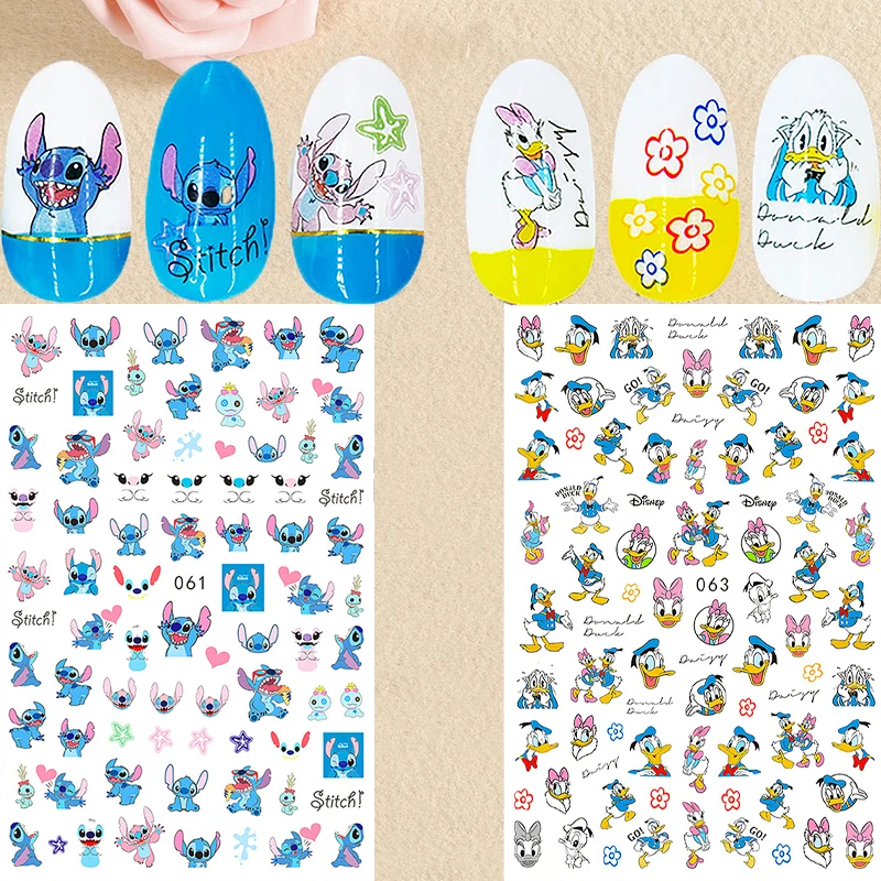 

DIY Stitch Donald Duck Nail Stickers Disney Mickey Decals Nail Art Supplies 3D Cartoon Character Nail Slider Nail Art Decoration