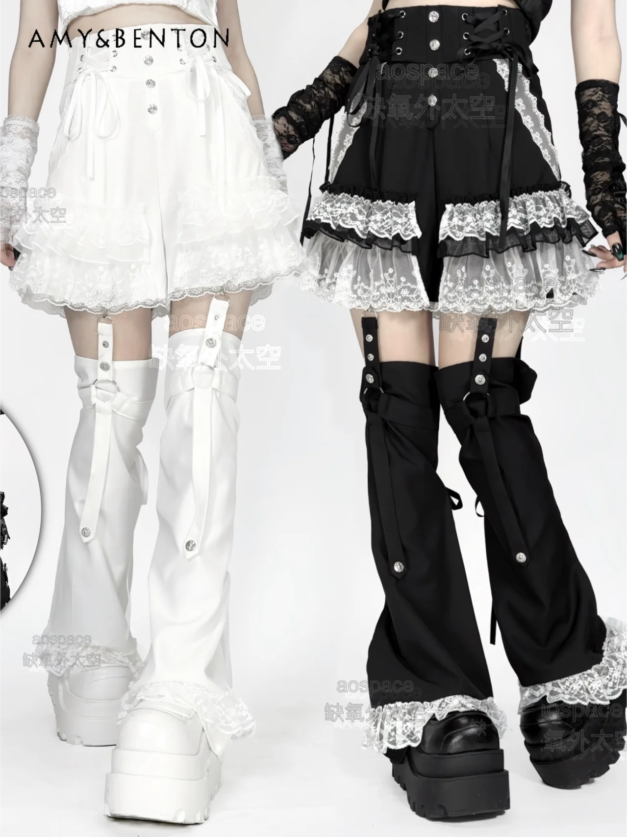 Горячие девушки в стиле панк кружевные съемные брюки Y2K субкультура готические