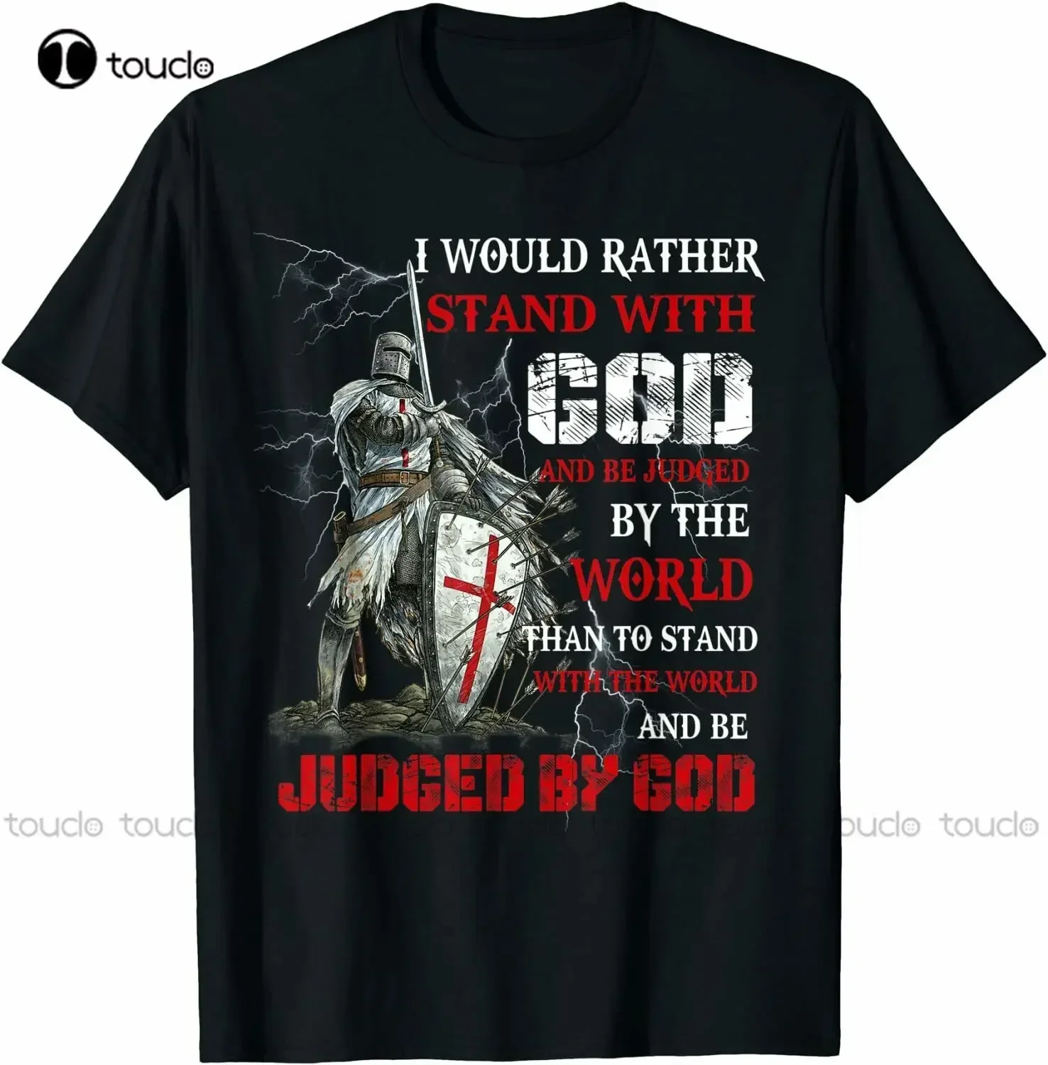 Фото Футболка I Would Rather Stand With God Knight Trust Christian Warrior, размеры S-5XL, мужская рубашка для гольфа, на заказ, для взрослых и подростков, унисекс, размеры XS-5XL №1