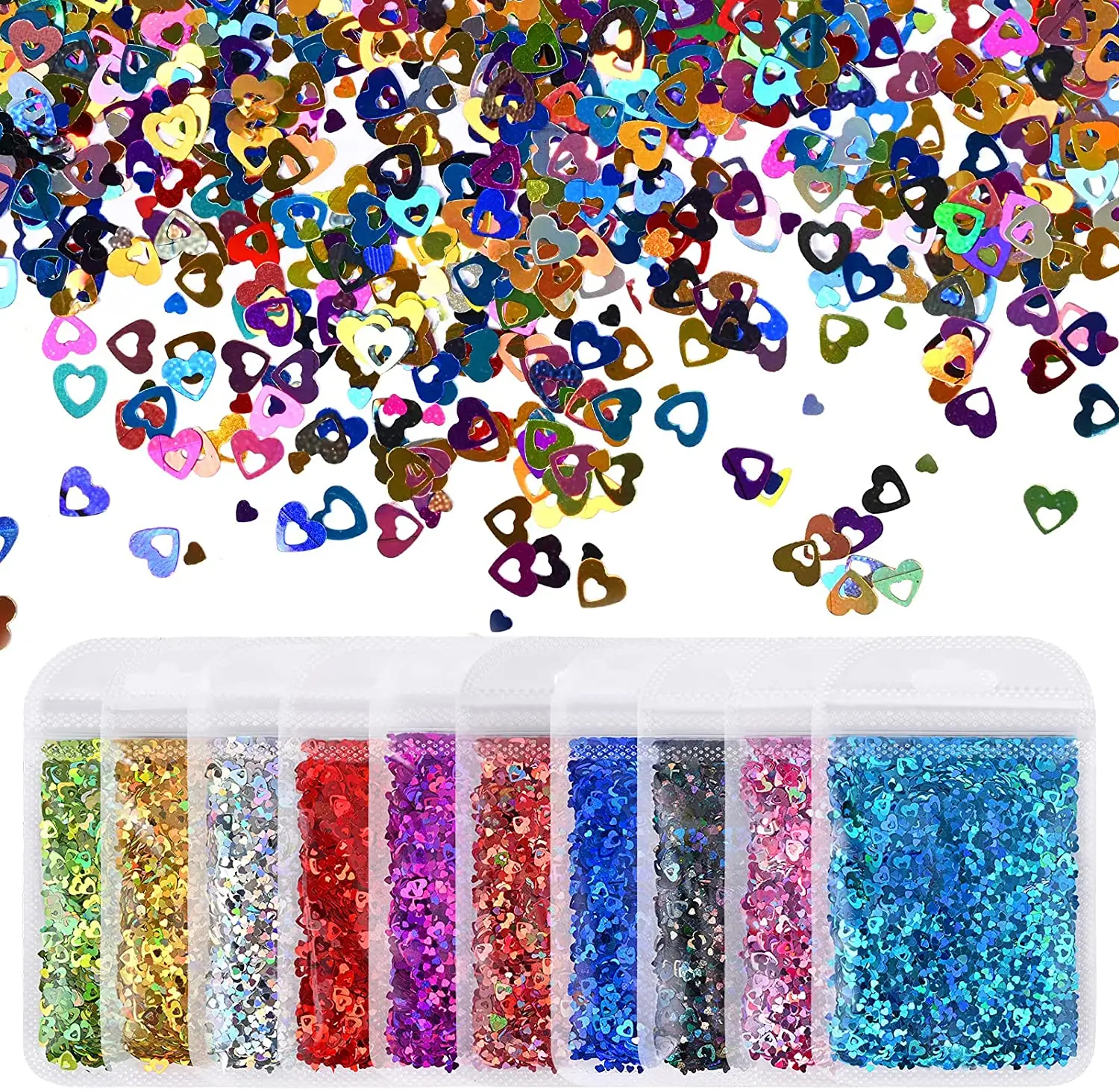 

1 пакет, блестки для ногтей в форме сердца, блестки для ногтей, блестки для ногтей в форме сердца с вырезами, лазерный ультратонкий декор для ногтей, 12 цветов