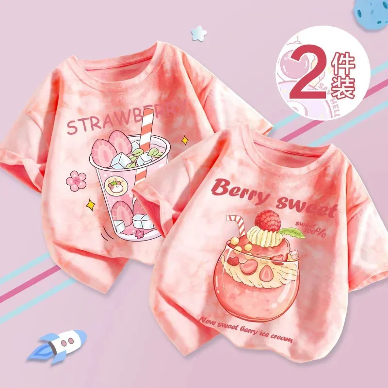 Милый Летний костюм для девочек 2023 футболка из 100% хлопка с рисунком галстука и