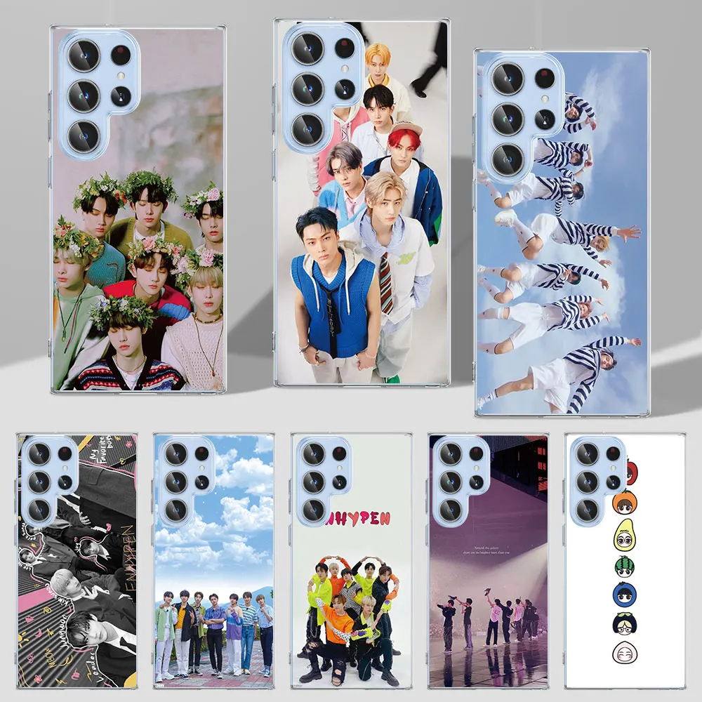 Чехол Enhypen Boy Band для Samsung Galaxy S23 S22 Ultra 5G S20 S21 FE S9 S10e S8 S10 Plus S7 Edge, прозрачный чехол для телефона из ТПУ
