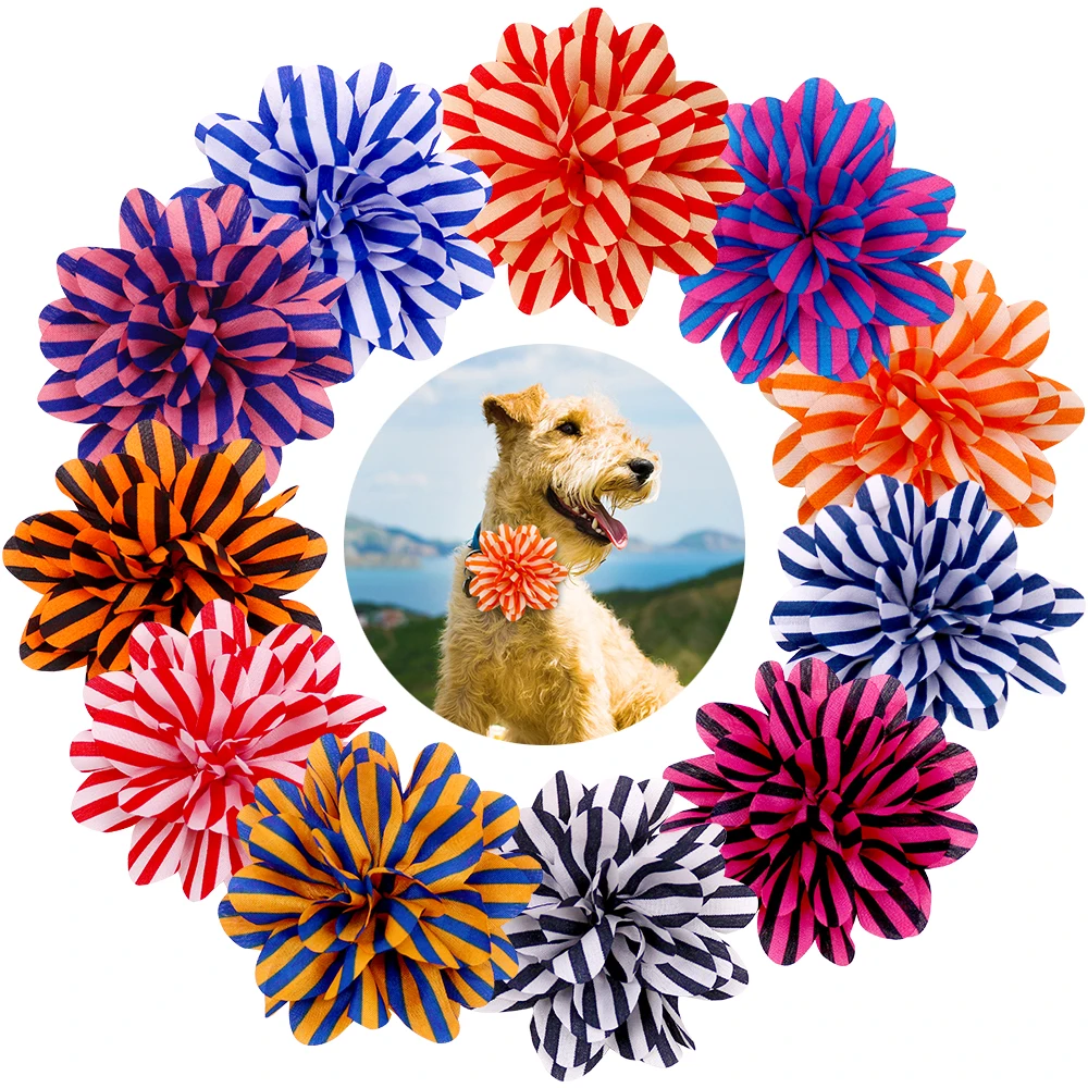 

Striped Flower Shape Dog Bow Tie Cat Dog Bowtie Collar Pet Adjustable Accessories NeckTie Dog Grooming Products Pet Supplier