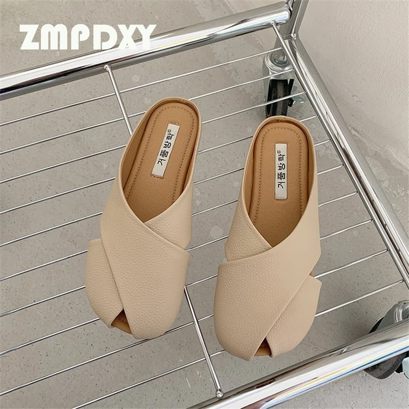 

Мюли женские, Элегантные Тапочки для отдыха на открытом воздухе, шлепанцы из мягкой искусственной кожи, удобные садовые, слайды для праздни...