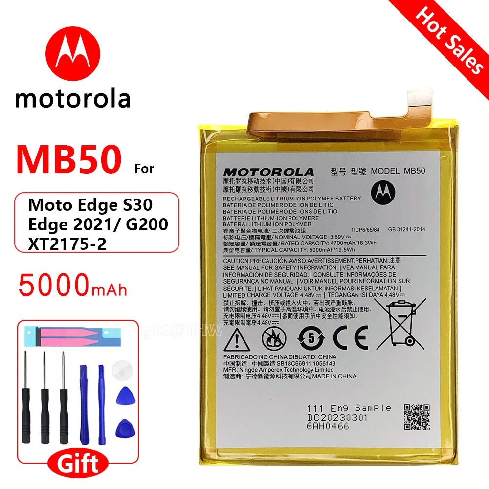 

Original Motorola Replacement MB50 Battery For MOTO EDGE S30/2021/G200 XT2175-2 Mobile Phone Rechargeable Batteria 5000mAh