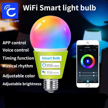 Smart Bulb: Alice 9W Color WiFi Light RGB E27 LED Lamp 220V 110V with Alexa and Google Home Assistant Voice Control, Dimmable 2