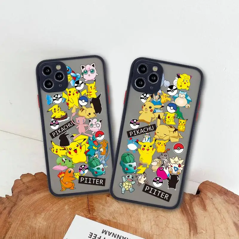 

Pokemon Pikachu squirtle bulbasaur Phone Case For iphone 13 12 11 Pro Max Mini XS 8 7 Plus X SE 2020 XR Matte Transparent Cover