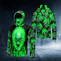 plstar cosmos green flame skull 3d printed bandana hoodie us size women for men casual pullover hoodie mask warm love skull gift