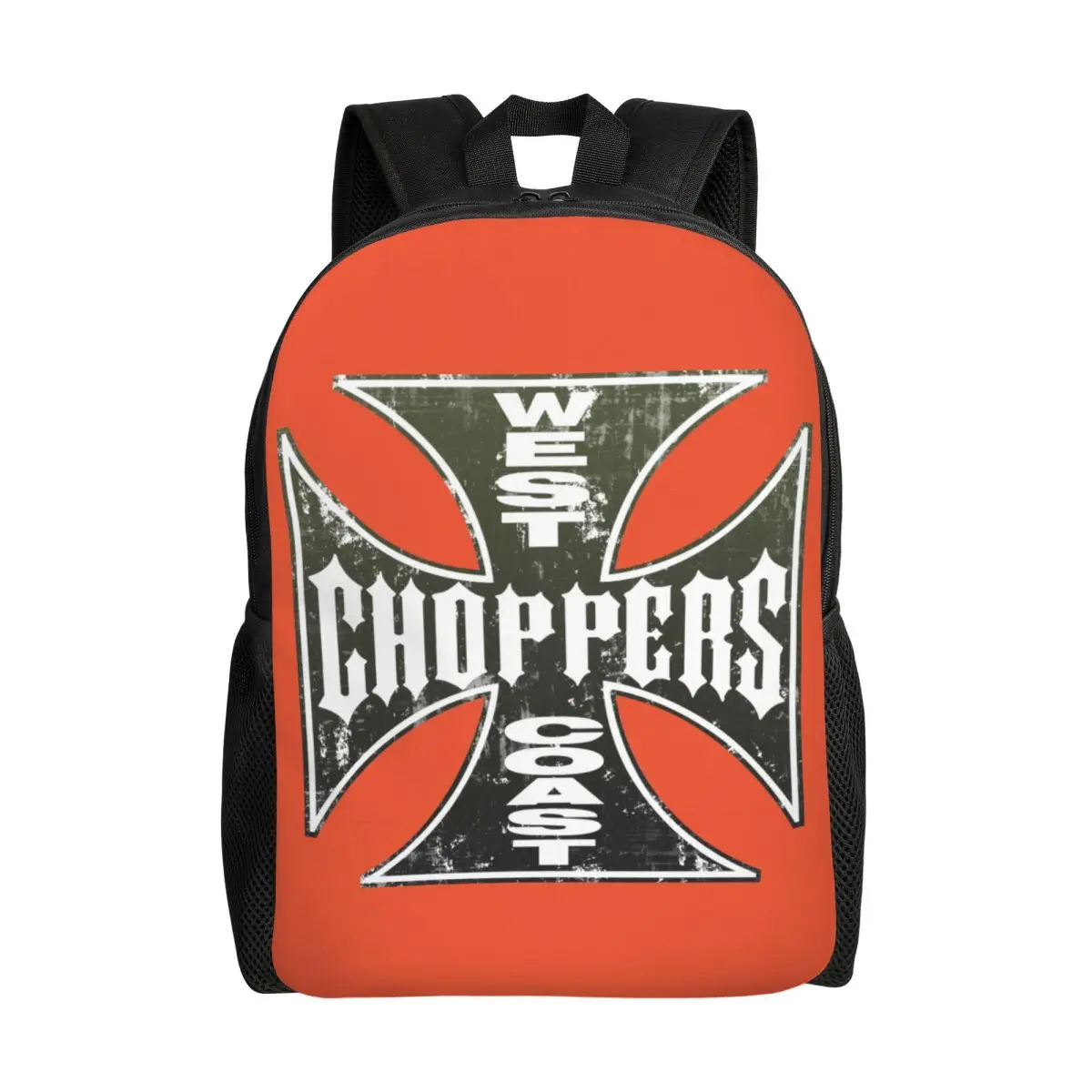 

West Coast Iron Cross Choppers Laptop Backpack Men Women Fashion Bookbag for College School Student Bags