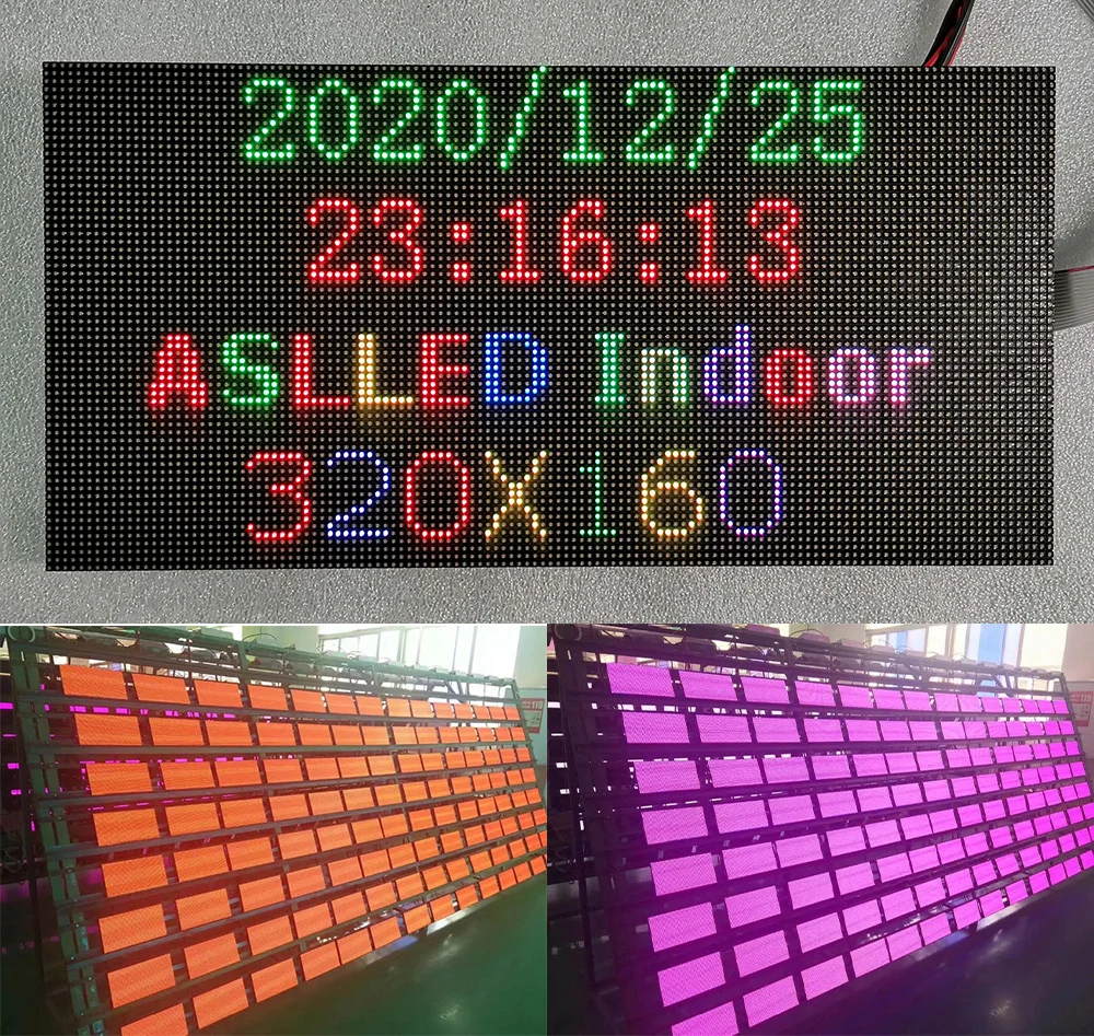 Фото Панель Led P5 Крытый RGB светодиодный дисплей Модуль 16Scan 320x160mm 64×32 точек с использованием для pantalla светодиодный бесплатный кабель для светодиодного модуля HUB75 SMD №1