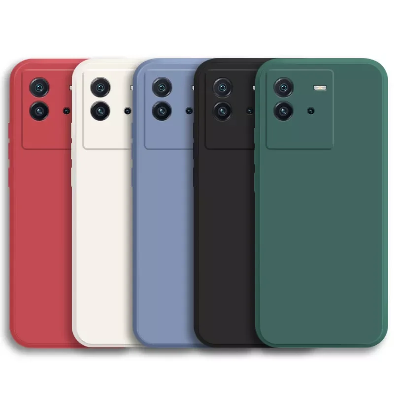 

For Vivo iQOO Neo 6 Simple Solid Color Liquid Silicone Phone Case Fine Hole All-inclusive Lens Anti-drop Protective Soft Cover