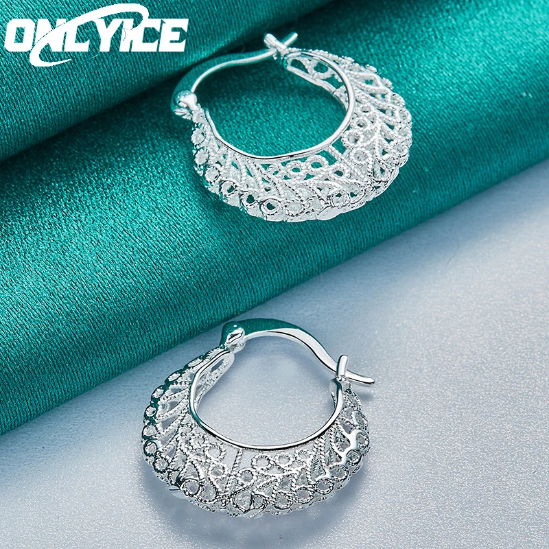

Hot 925 Sterling Silver Fine Hollow Vintage Earrings For Women Wedding Fashion Party High Quality Jewelry Charm Gifts