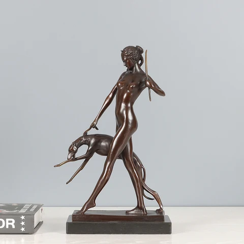 Бронзовая греческая статуя Diana Artemis и Hound, статуя богини Эдварда маккартана, подписанная античная скульптура, украшение для дома, великолепный подарок