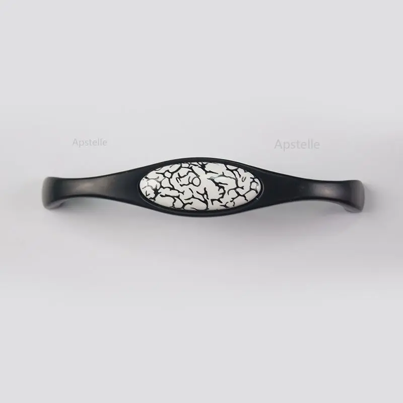 

Black Emboss Wardrobe Door Handles Marble Ceramic Cabinet Handles Drawer Knobs American Style Furniture Hardware Pulls