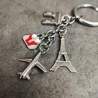 original key ring keychain paris eiffel tower triumphal arch aircraft bag travel fresh lovely gift special characteristic k0047