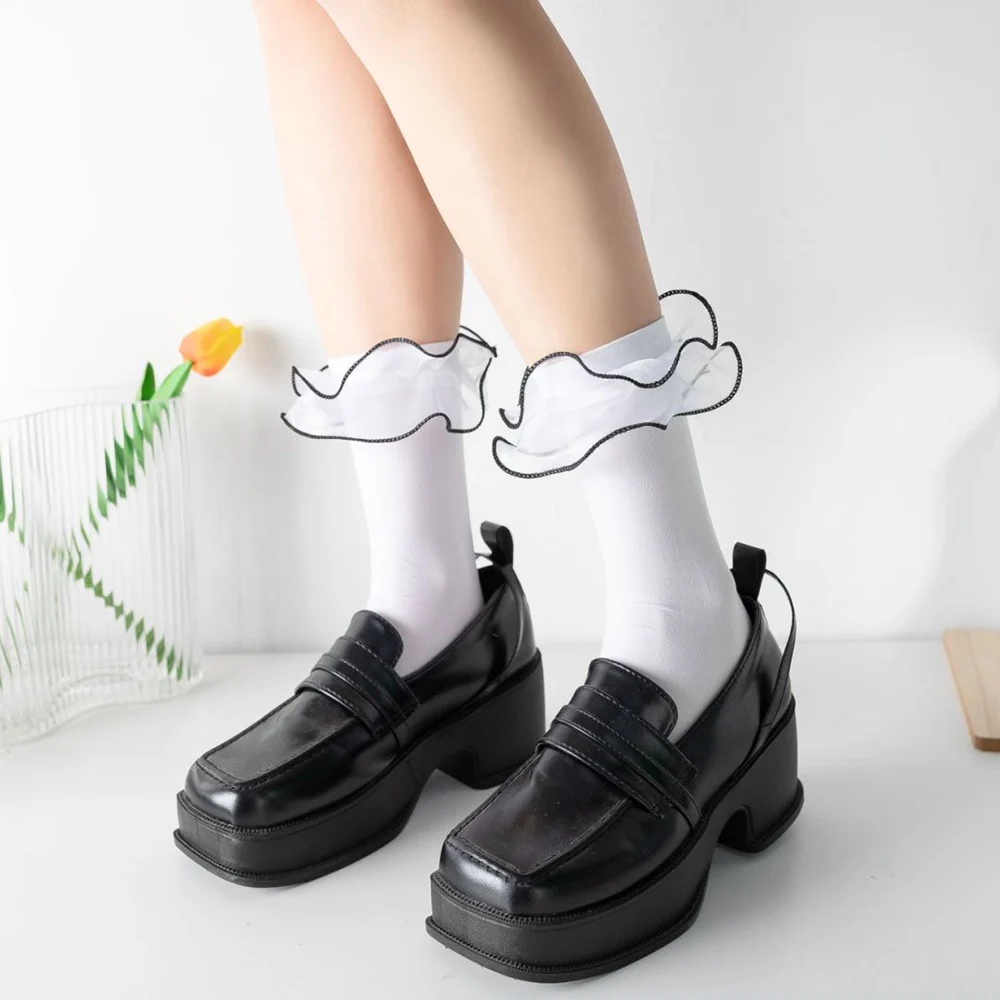 

2 Pair Lolita Socks Woman Lace Short Summer Nylon Cute Sweet Japanese Style Fashion Ruffle Princess Socks High Quality Girl Gift