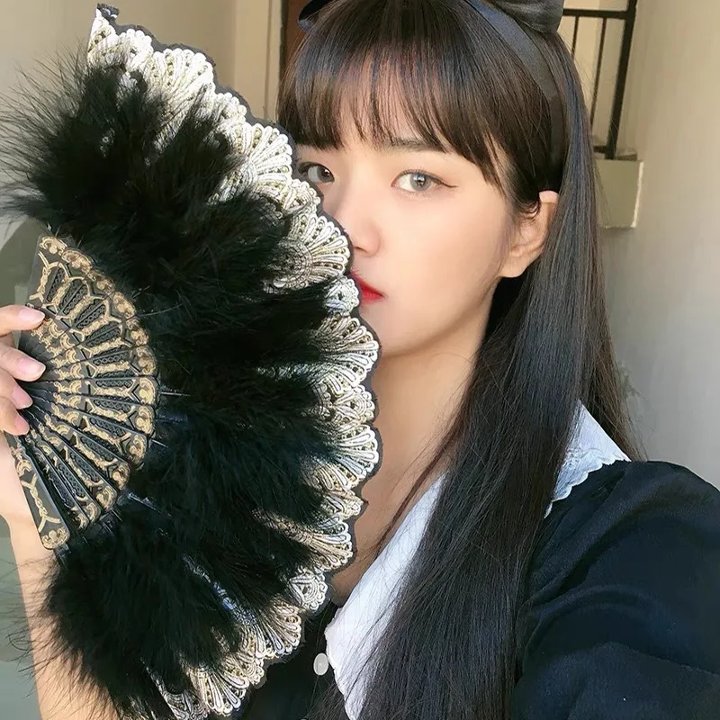 Китайский японский винтажный складной веер перо кружевной узор крафтовые веера