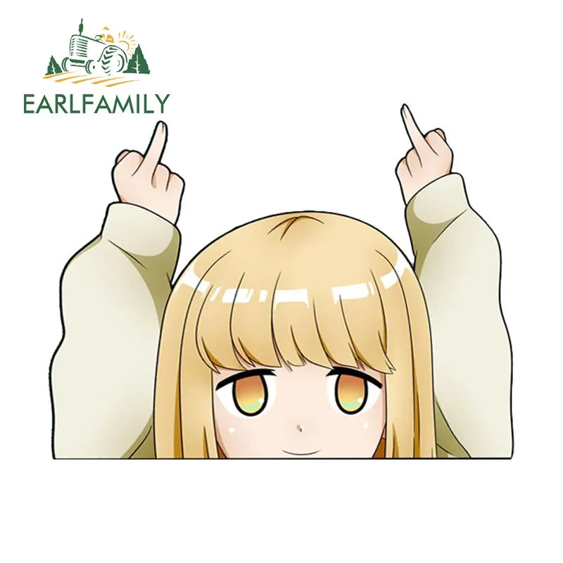 EARLFAMILY средний палец руки в стиле чиби автомобильные наклейки Anya Jahy Sama Izumi Sagiri Peeker