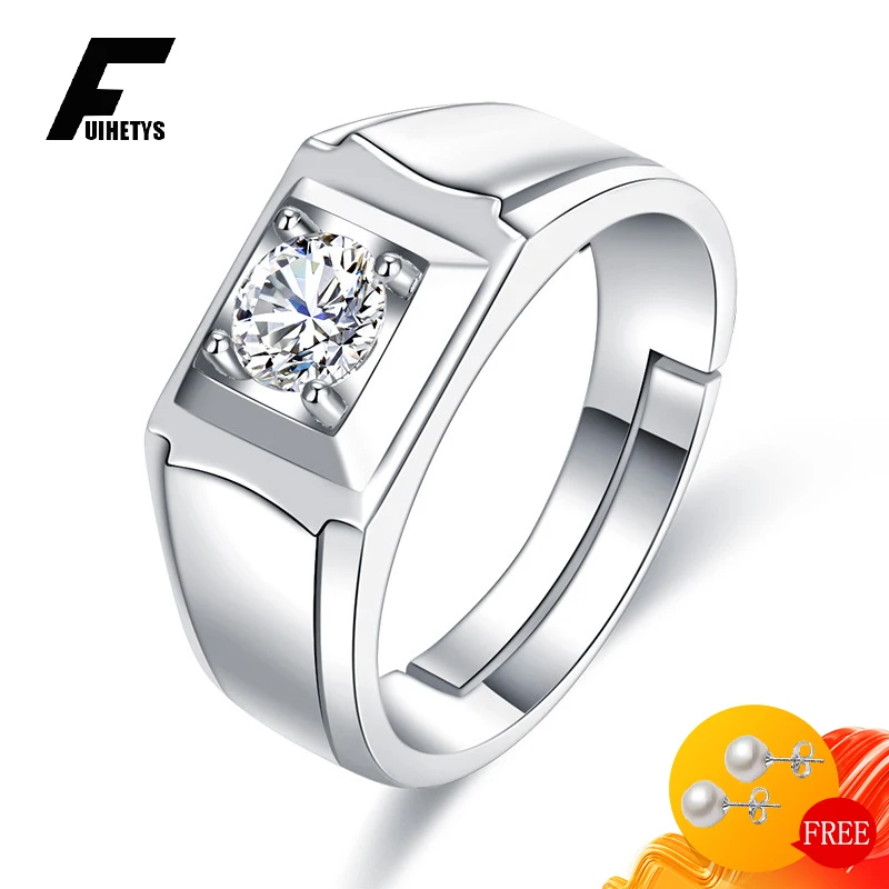 

Fashion Ring for Men 925 Silver Jewelry Accessories Inlaid Cubic Zirconia Gemstone Open Finger Rings Wedding Promise Party Gift