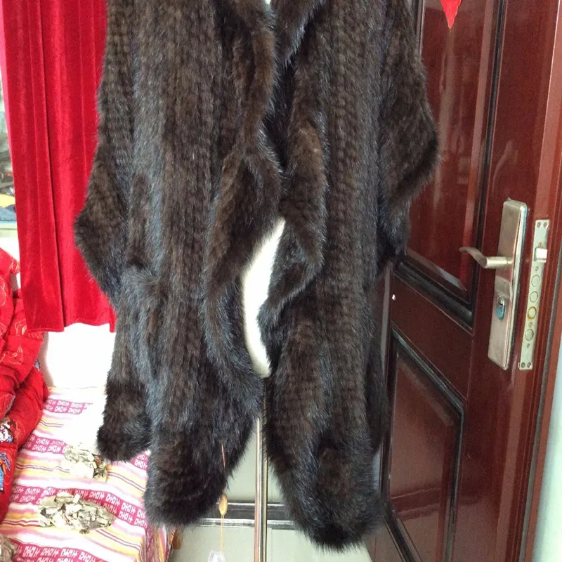 2022 New Genuine Knit Mink Fur ponchos and capes With Fox Trimming Real mink fur jacket Fashion Women CW-16