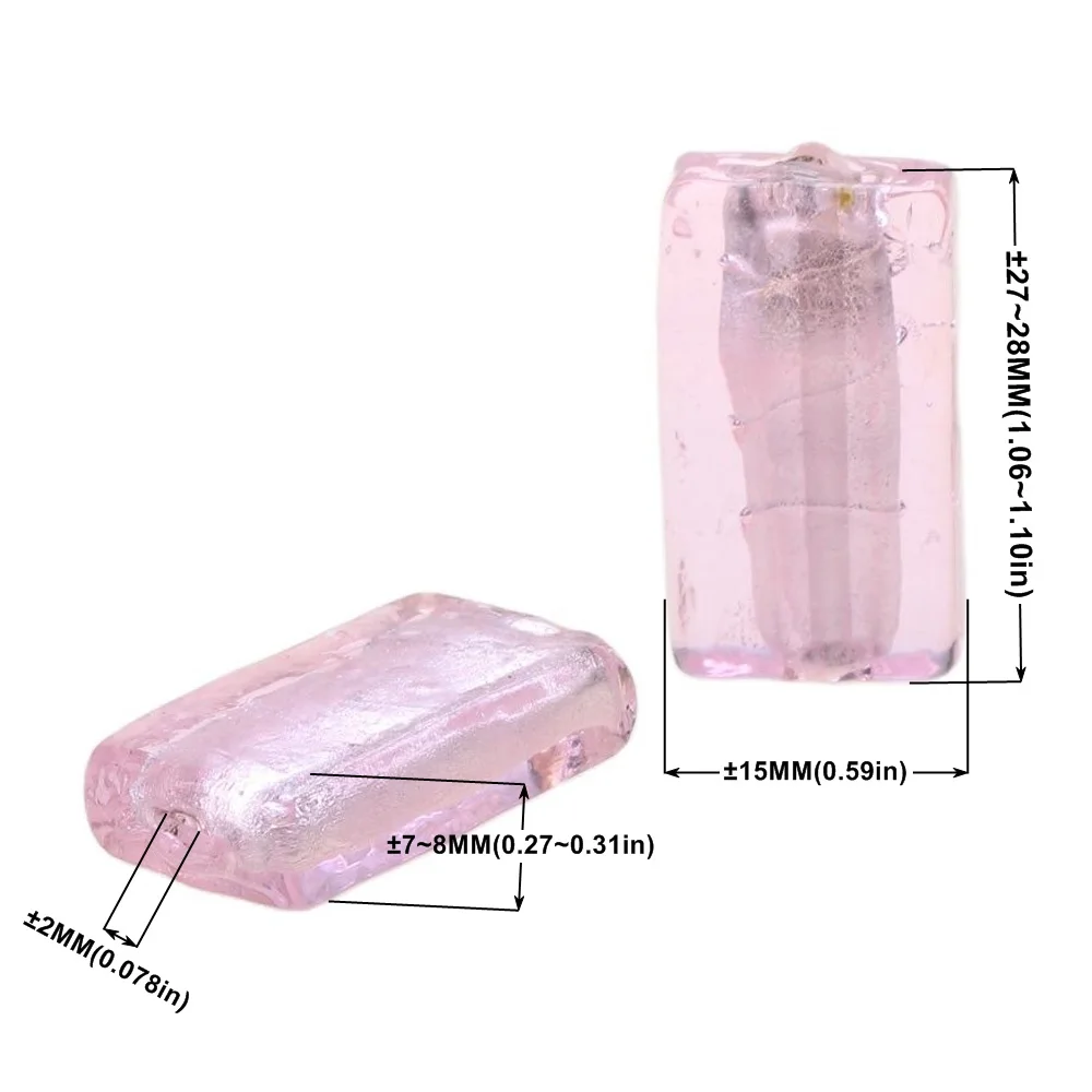 4 шт./лот квадратной формы стеклянные бусины из фольги лэмпворк ручной работы