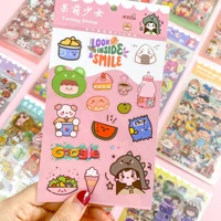 hand account stickers girl cartoon cute creative decorative cup decoration frosted transparent hand account stickers wholesale