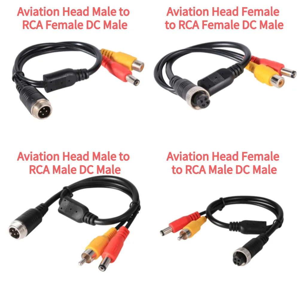 

RCA Cable 1Pcs M12 4Pin Aviation Head to RCA Female DC Male Extension Cable Adapter for CCTV Camera Security Connector