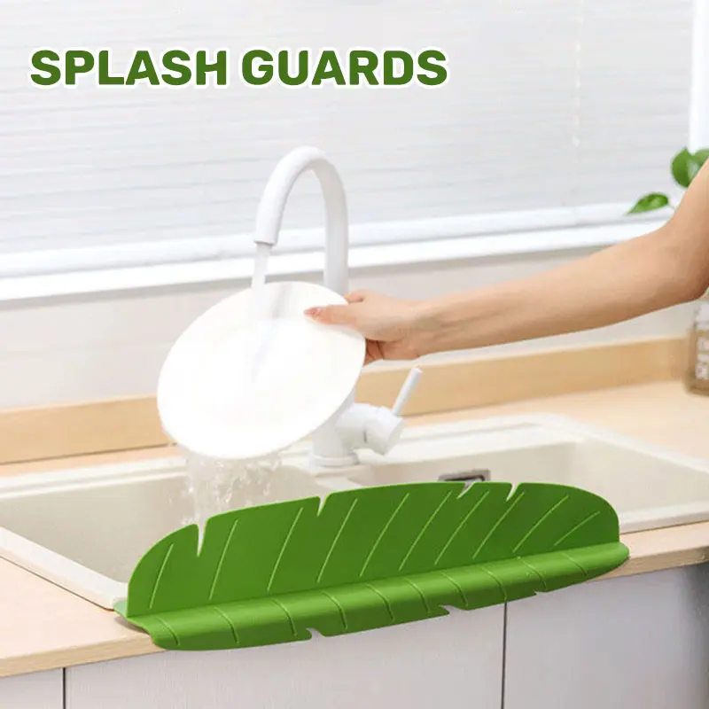 

Creativity Leaf Anti-water Board Kitchen Sink Water Splash Guards With Sucker Waterproof Screen Dish/ Fruit Washing Baffle Plate