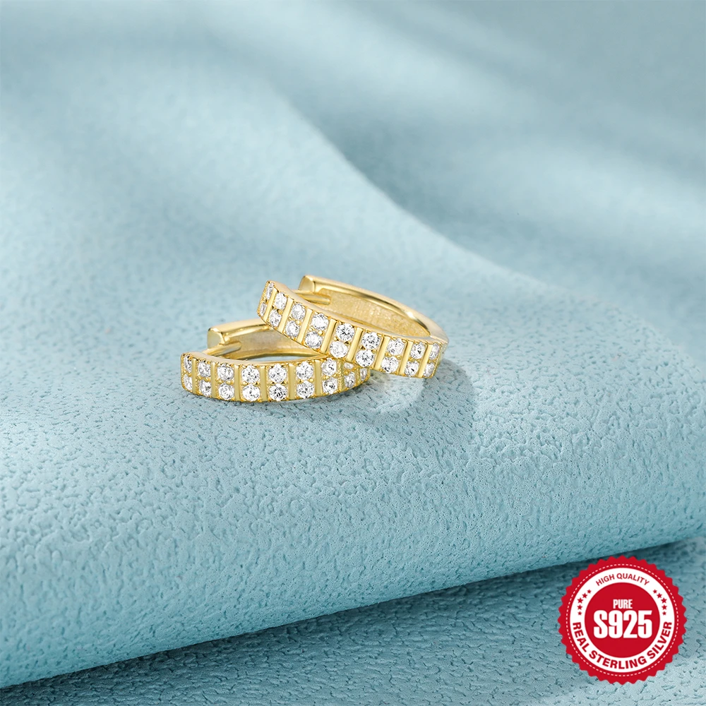 

AIDE Plata 925 Sterling Silver Elegant Crystal Hoop Earrings for Women Gold Silver Color Zircon Luxury Women's Gift Fine Jewelry