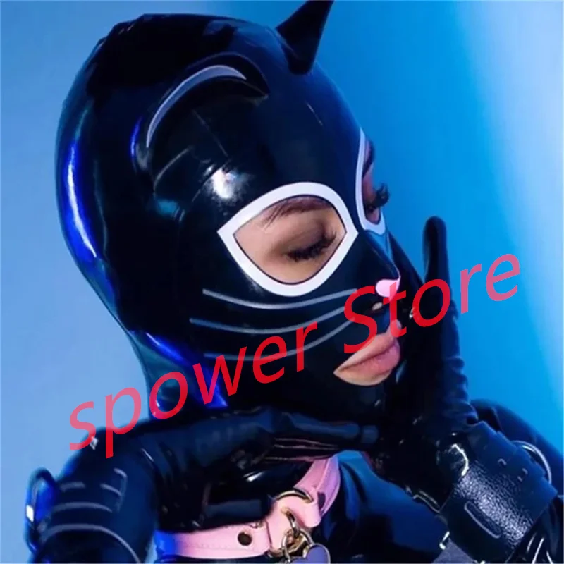Натуральный латекс латексные капюшоны на всю голову резиновая маска с кошачьими
