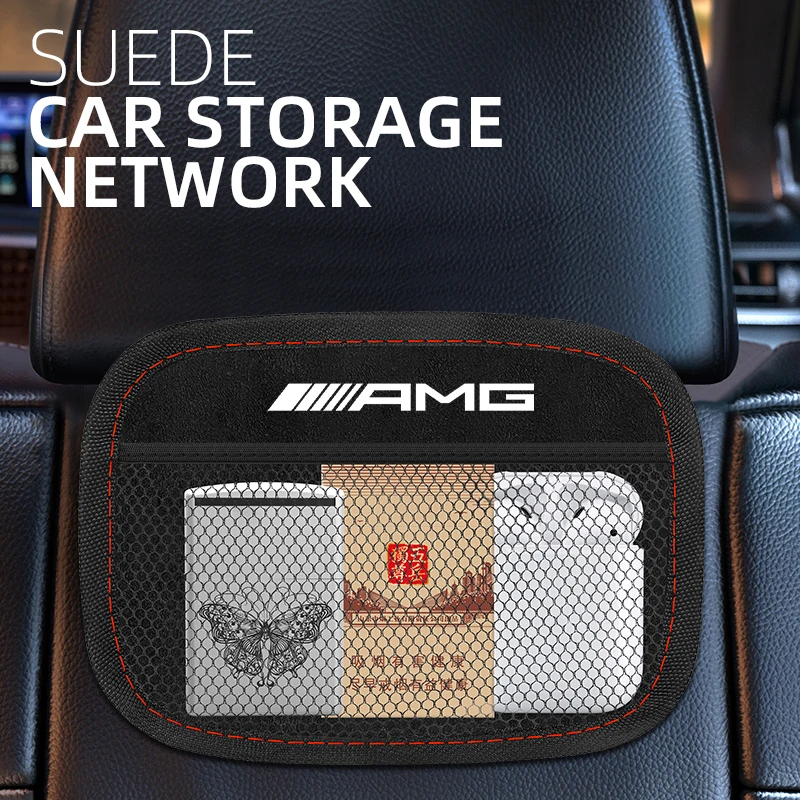 

Suede Automotive Pocket Multi-use Car Seat Back Organizer for Mercedes Benz AMG C180 C200 C260 C300 W108 Car Storage Net Bag