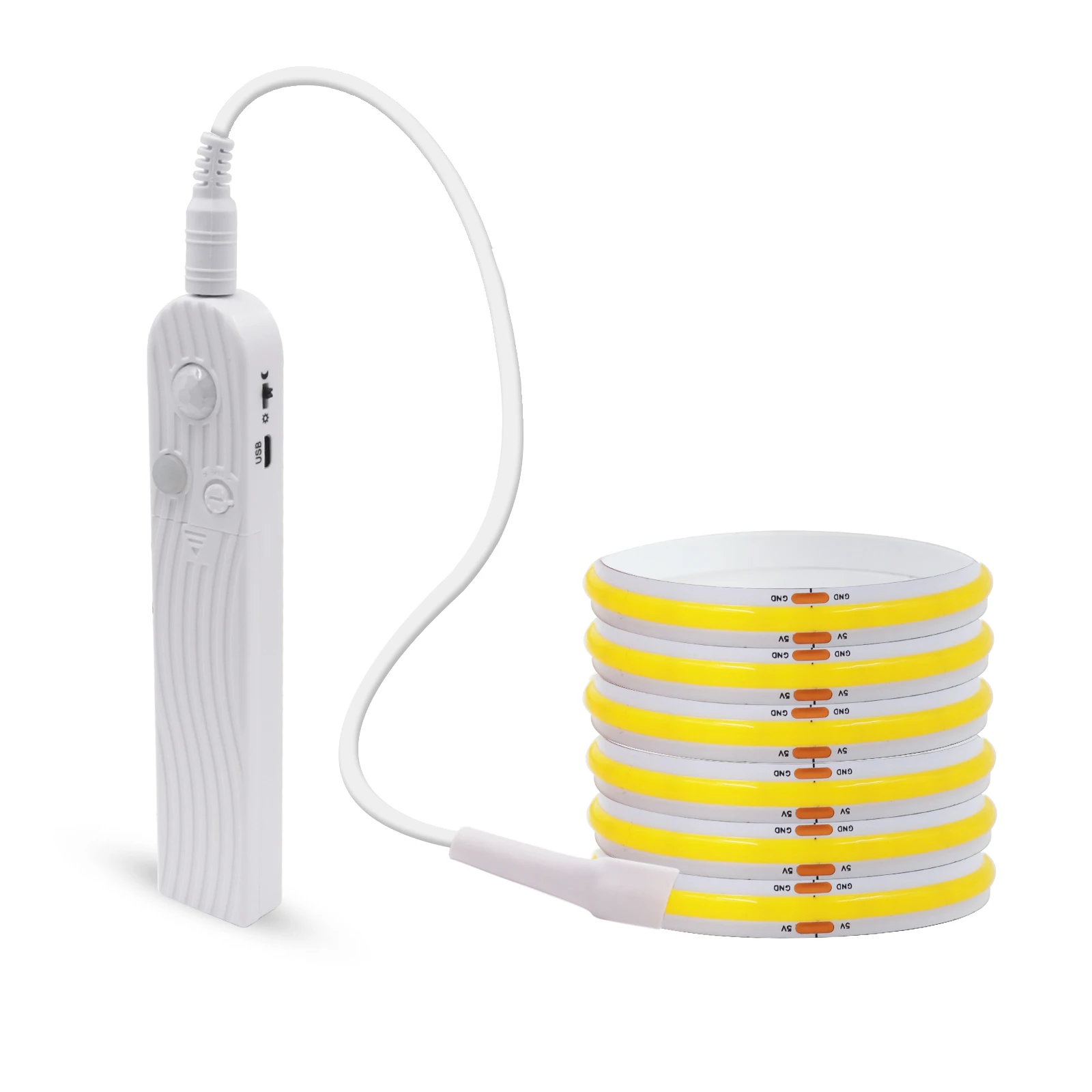 

GAHADA Светодиодная лента COB 320 светодиодов/м теплый белый 5В аккумулятор USB с датчиком движения 0.5 м