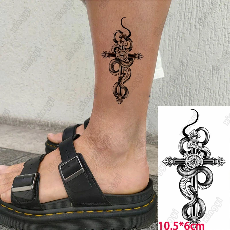 

Waterproof Temporary Tattoo Sticker Black Snake Dragon Scorpion Sword Water Transfer Wrist Arm Body Fake Tattoo Women Men Lady